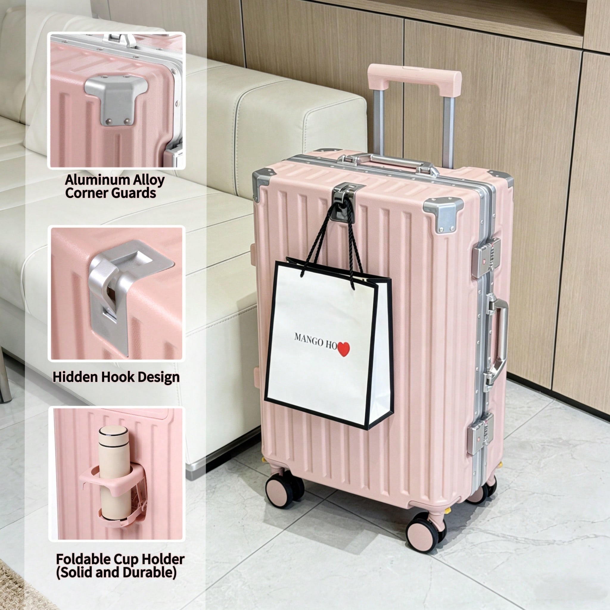 Aluminum Frame Carry On Luggage - Mala de Viagem de 20 Polegadas