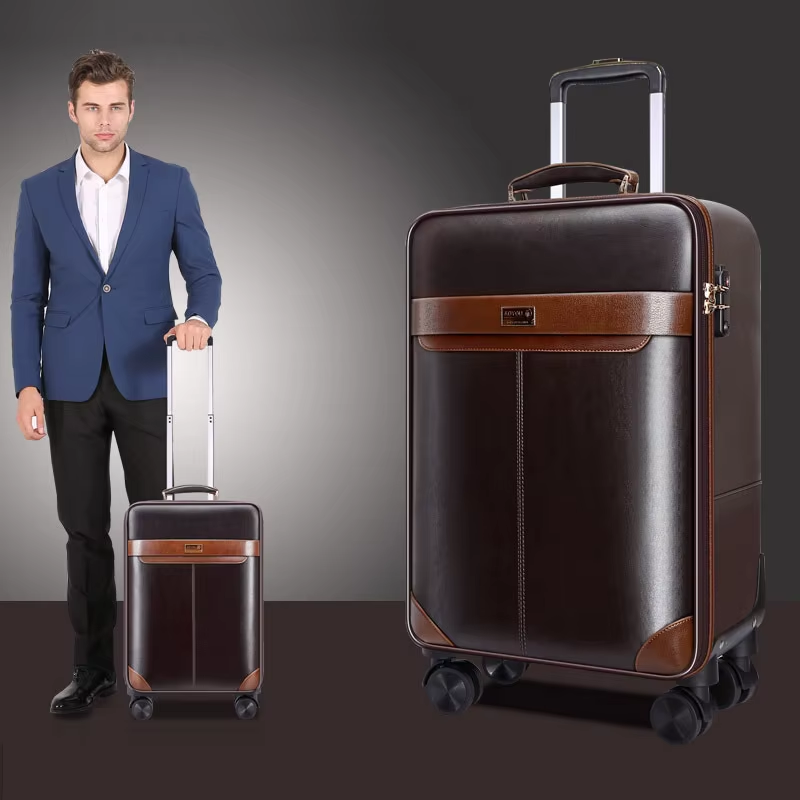 Spinner Wheel Rolling Suitcase 20 Inch - Conjunto de bagagem rolante de couro