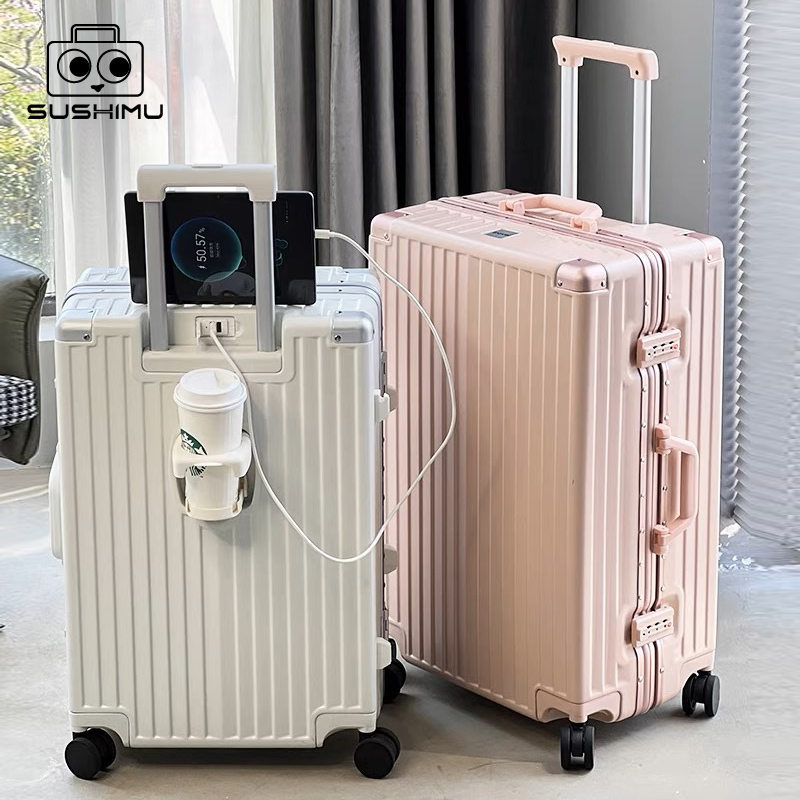 Spinner Wheel Rolling Suitcase 20 Inch - SUSHIMU Bagagem de mão com suporte