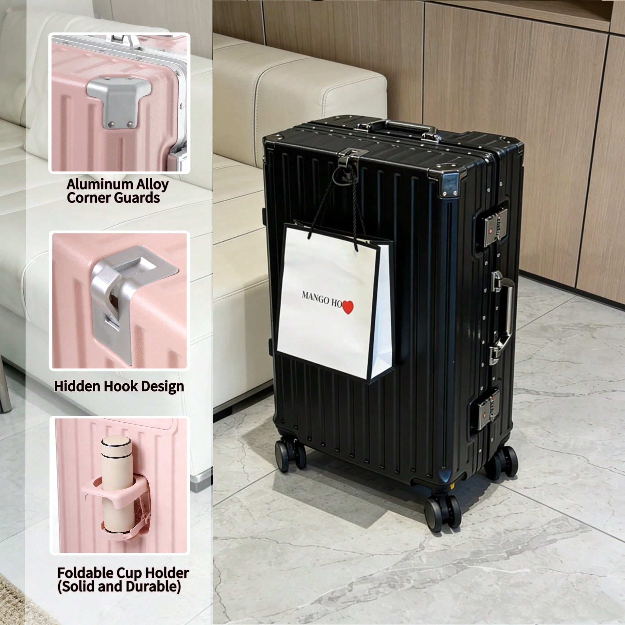 Aluminum Frame Carry On Luggage - Mala de Viagem de 20 Polegadas