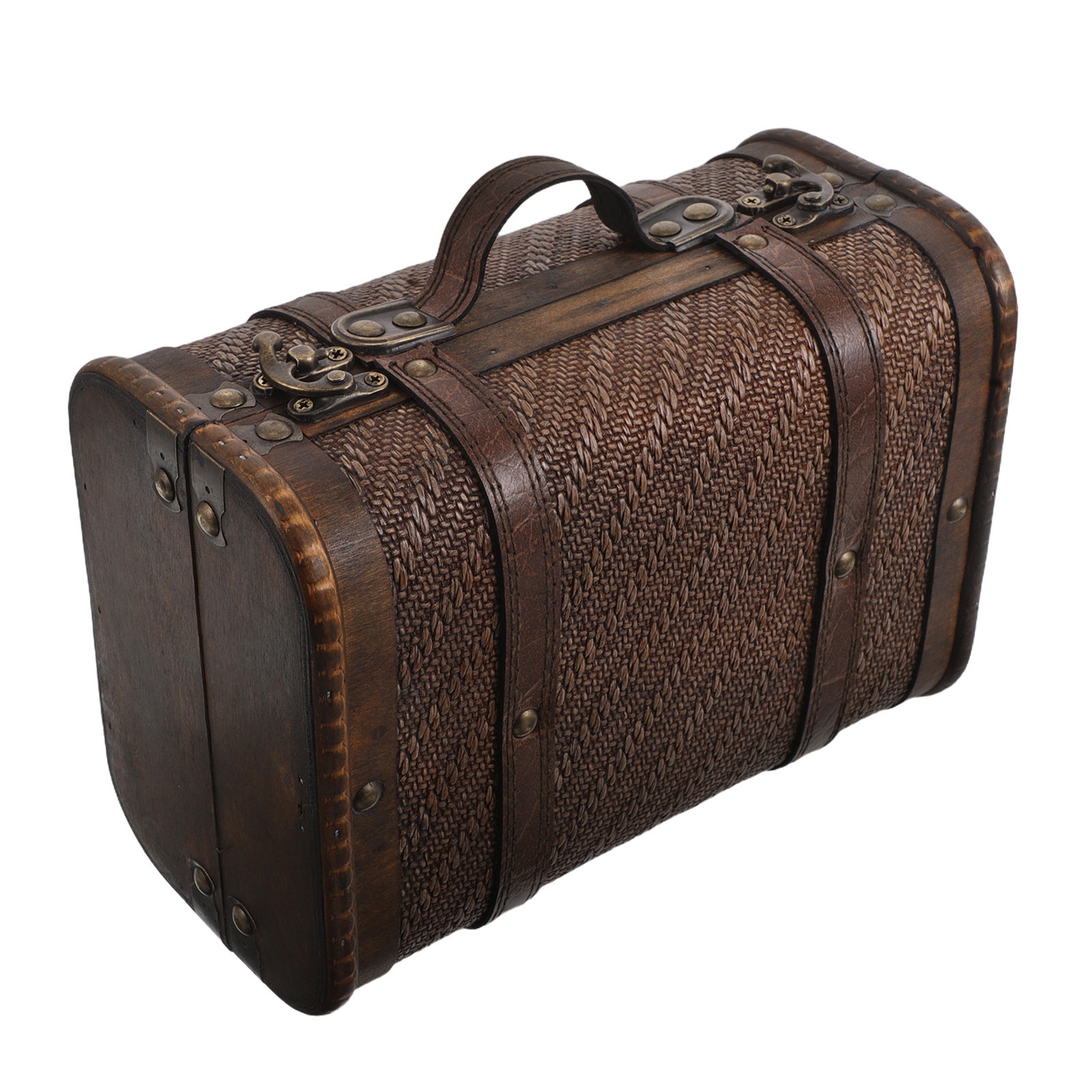 Retro Vintage Trunk Suitcase - Caixa de Armazenamento de Madeira Retrô,
