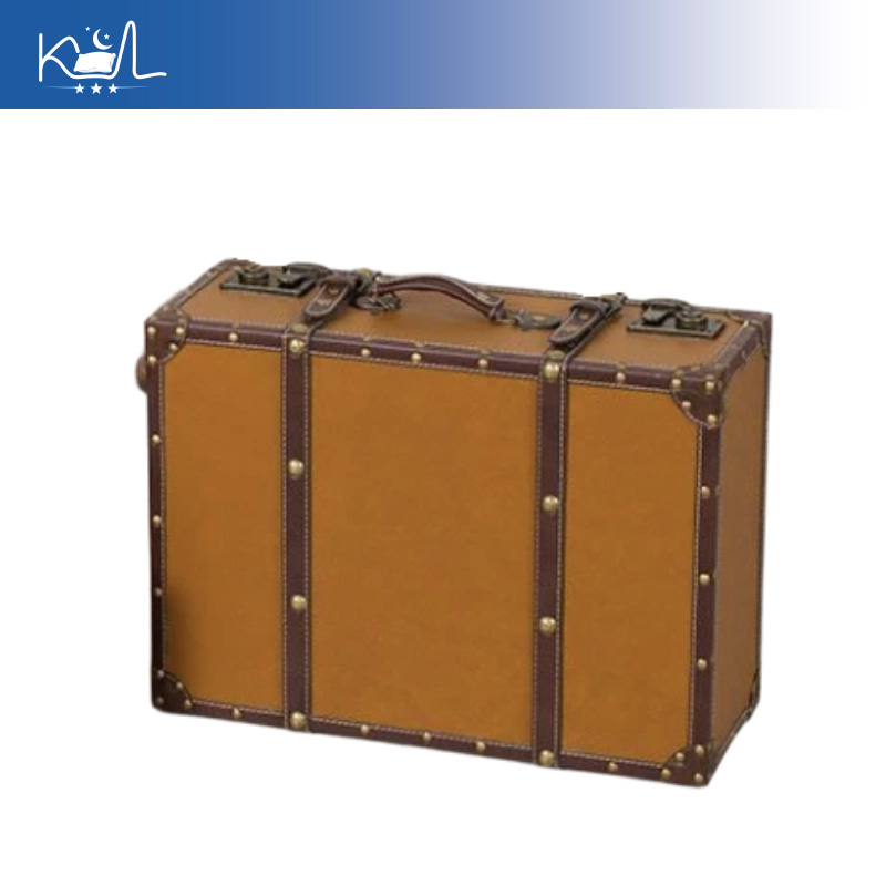 Retro Vintage Trunk Suitcase - Caixa de Armazenamento Decorativa Vintage Laranja,