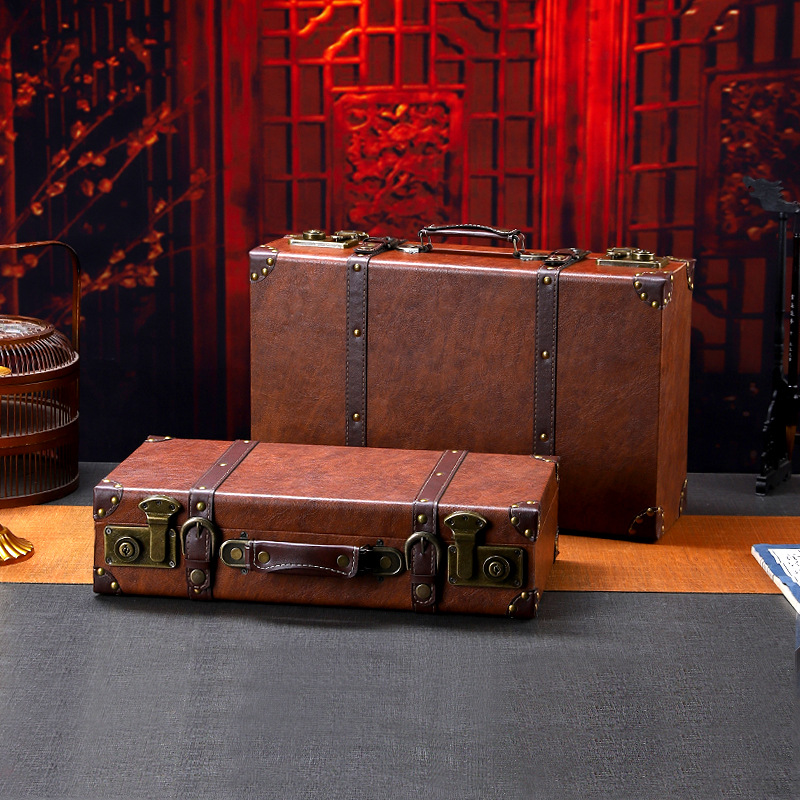 Retro Vintage Trunk Suitcase - Mala de madeira vintage multifuncional, caixa