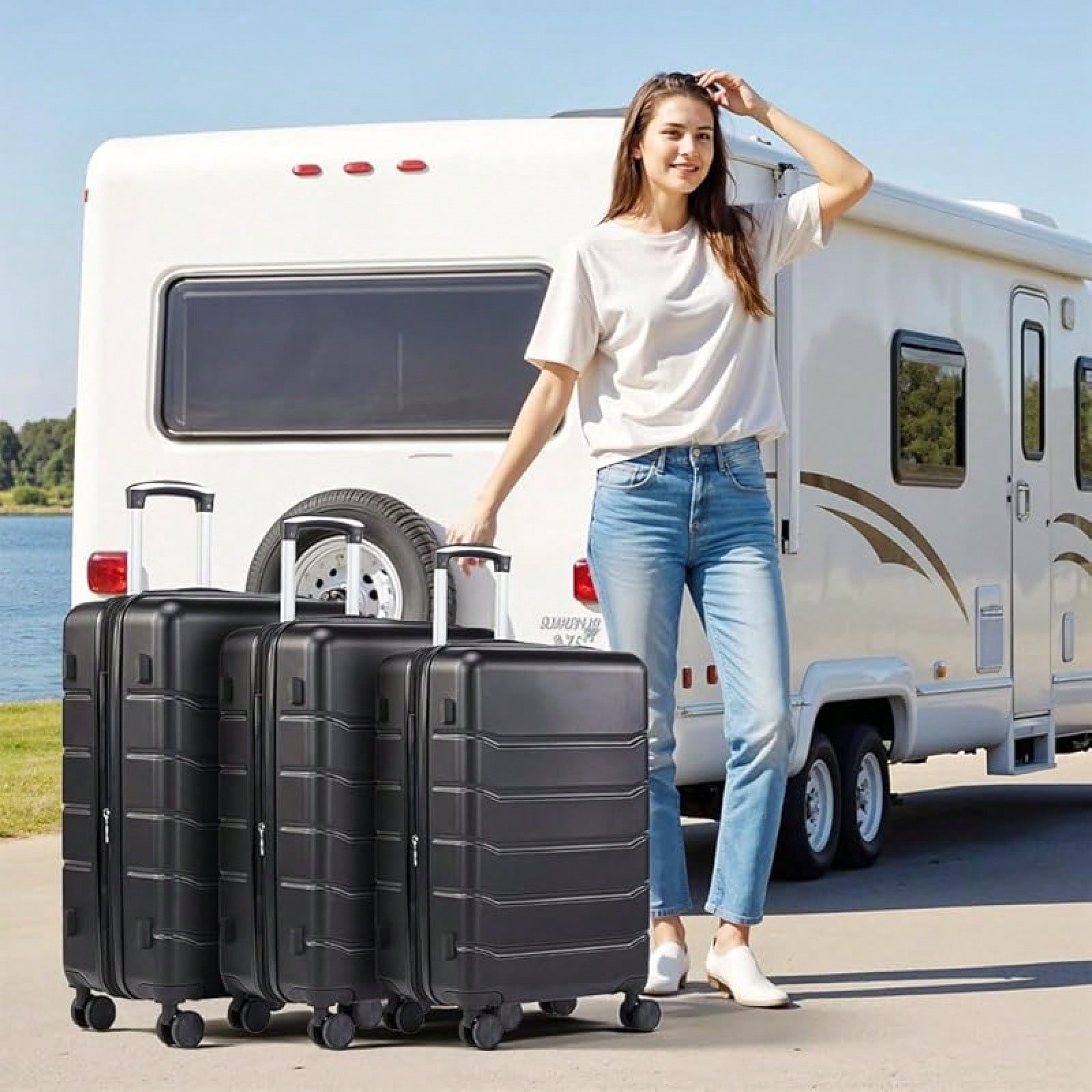 Conjuntos de Malas de 3 Peças, - Expandable Hard Shell Luggage Set avaliação e preço
