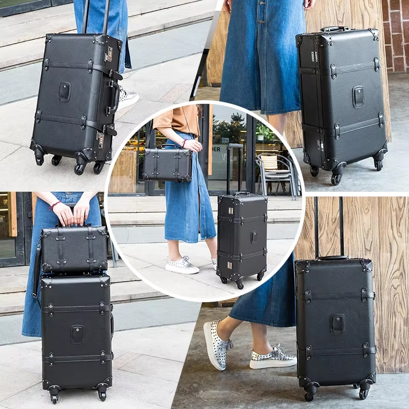 Novo retro rolando bagagem gir - Retro Vintage Trunk Suitcase avaliação e preço