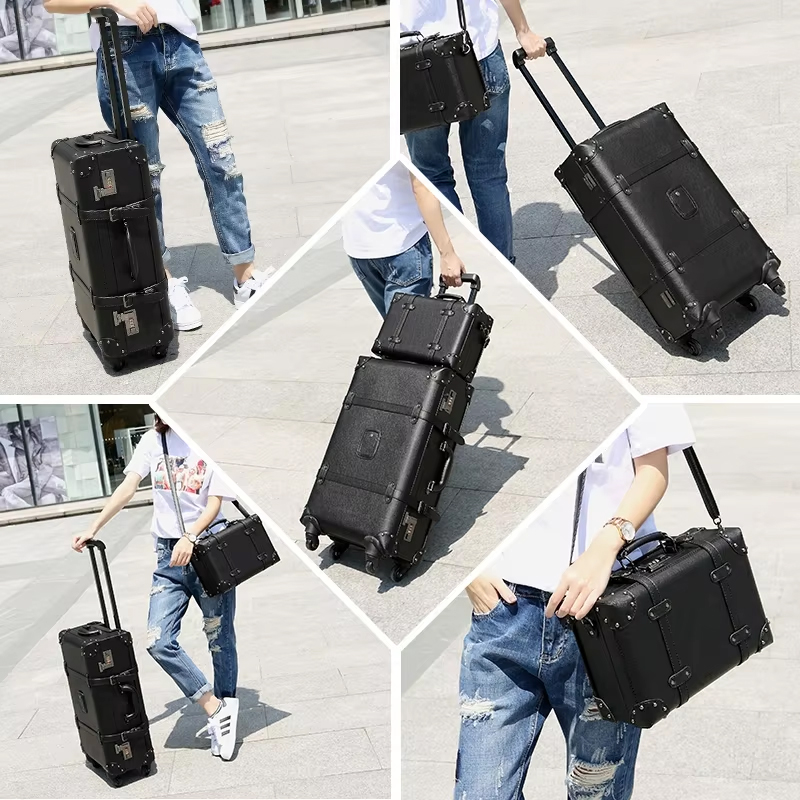 Novo retro rolando bagagem gir - Retro Vintage Trunk Suitcase avaliação e preço