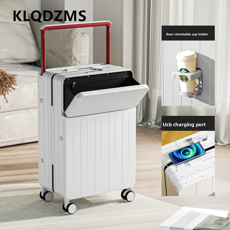 Klqdzms mala multifuncional ab - Front Opening Laptop Luggage 24 Inch avaliação e preço