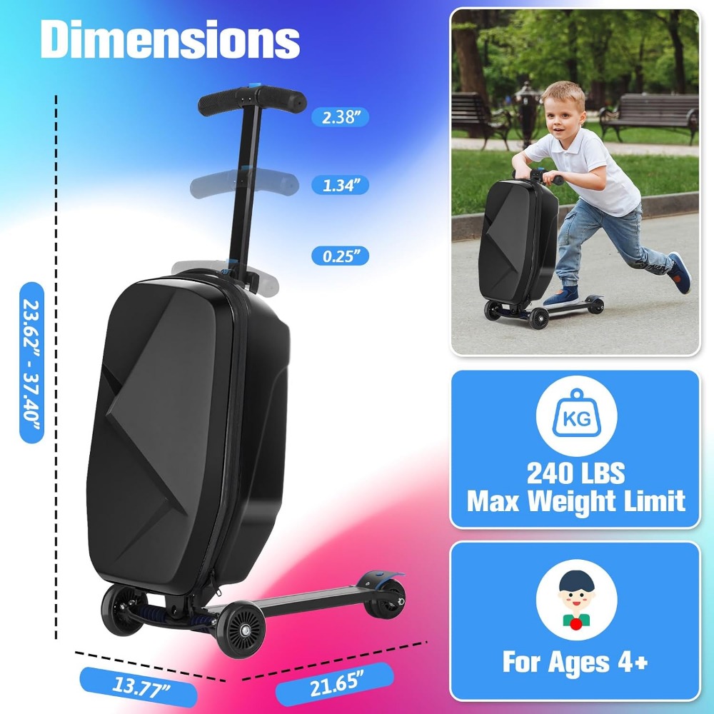 Mala de Viagem para Crianças:  - Kids Ride On Suitcase Scooter avaliação e preço