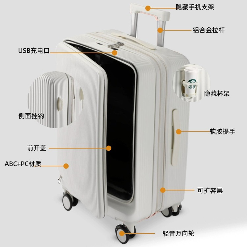Novo 20/22/24/26/28 polegada f - Front Opening Laptop Luggage 24 Inch avaliação e preço