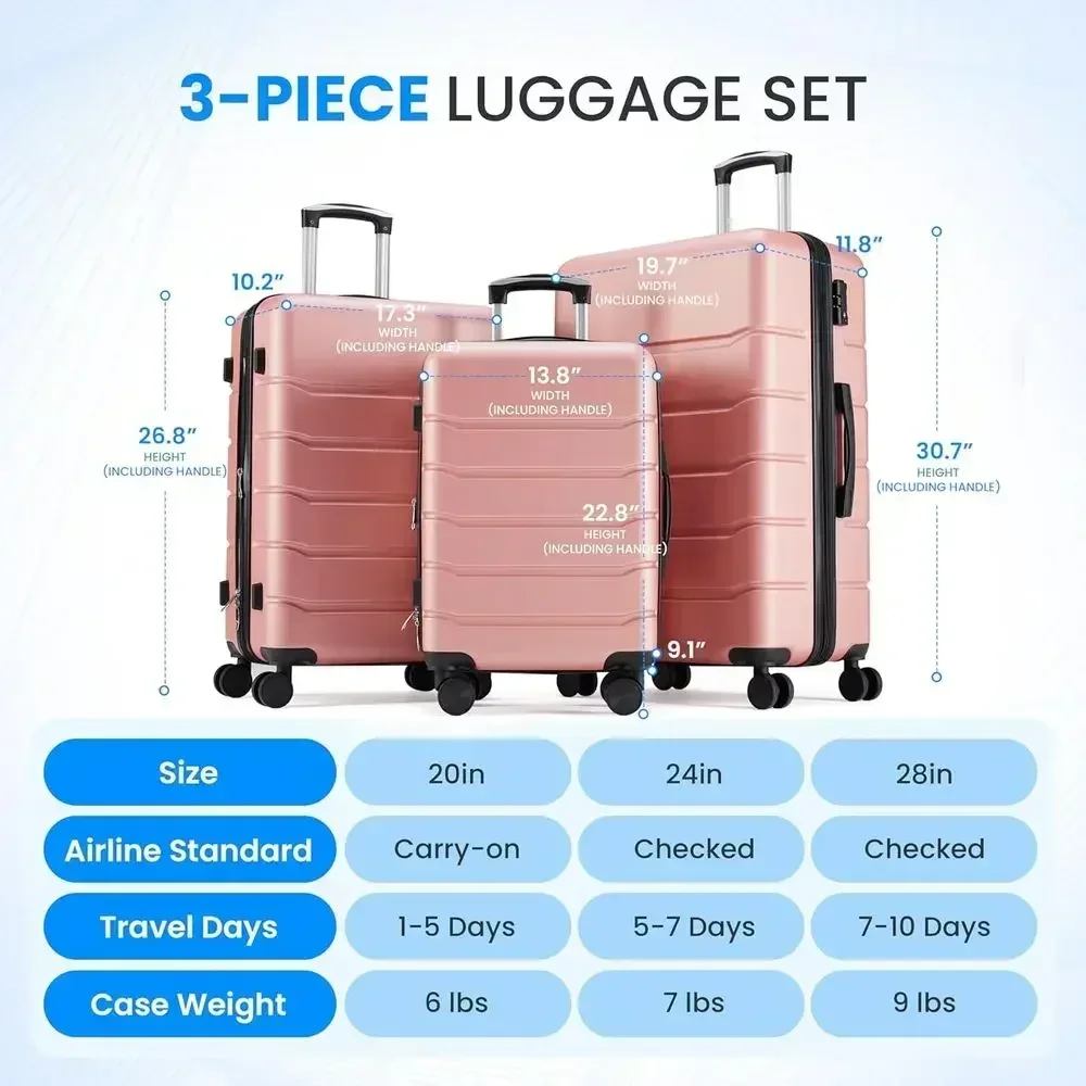 Conjunto de 3 Malas Grandes co - Expandable Hard Shell Luggage Set avaliação e preço