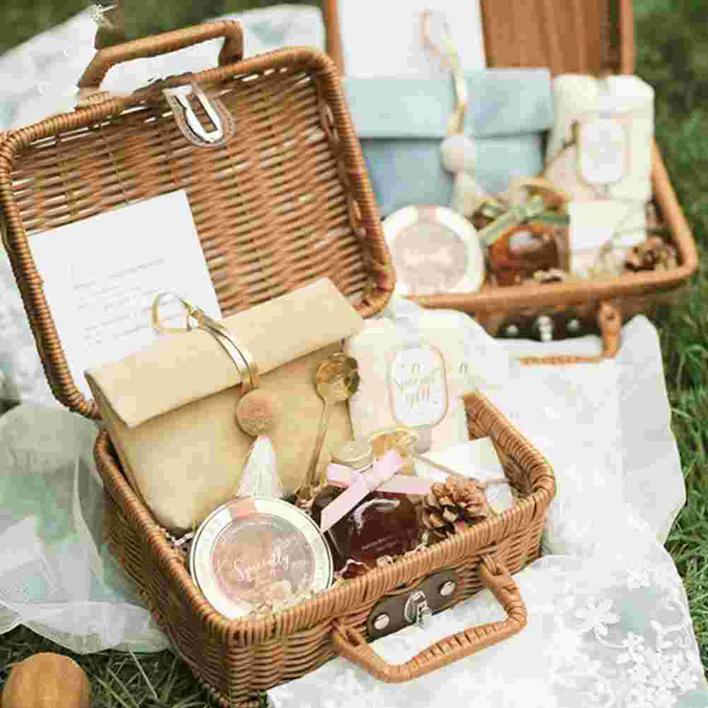 Mala do piquenique do vime do  - Retro Vintage Trunk Suitcase avaliação e preço