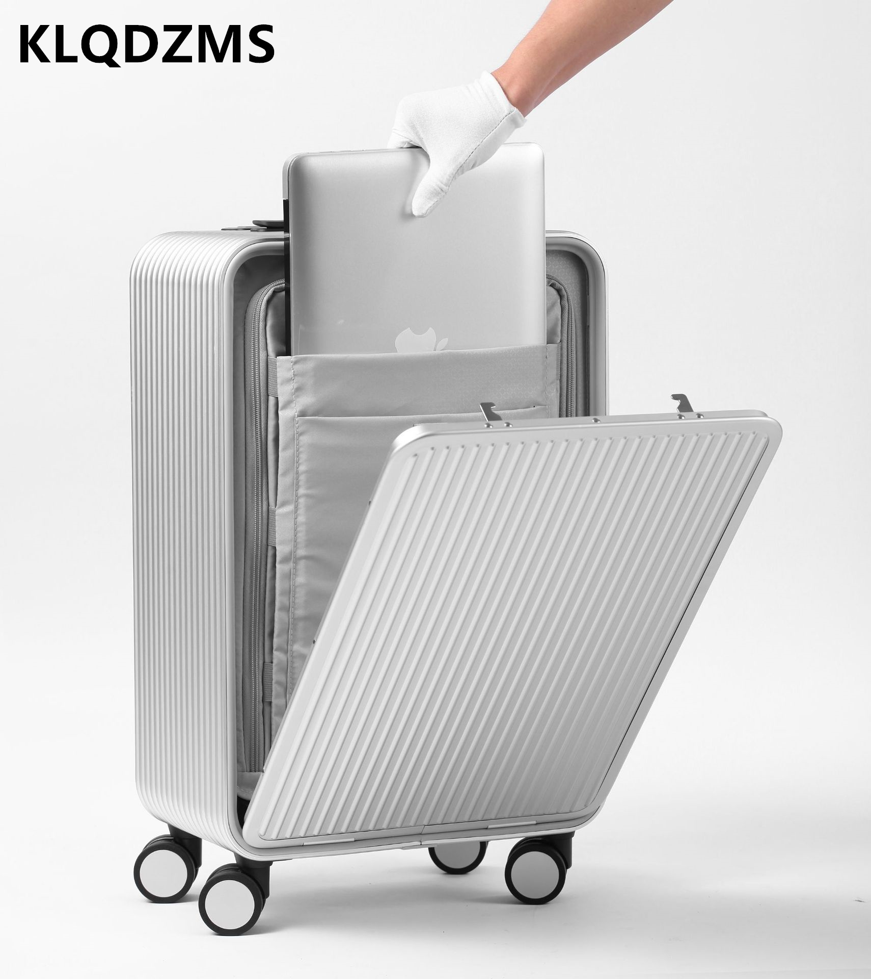 Klqdzms bagagem toda a liga de - Front Opening Laptop Luggage 24 Inch avaliação e preço