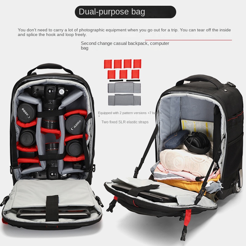 Mochila de Fotografia com Roda - Foldable Rolling Luggage Bag avaliação e preço